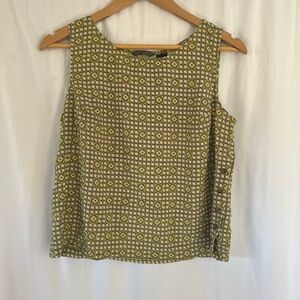 Liz Claiborne 100% Silk Olive Geometric Sleeveless Blouse | Size M |